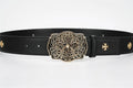 Ornate Cross Buckle Belt | Black & Gold