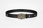 Ornate Cross Buckle Belt | Black & Gold