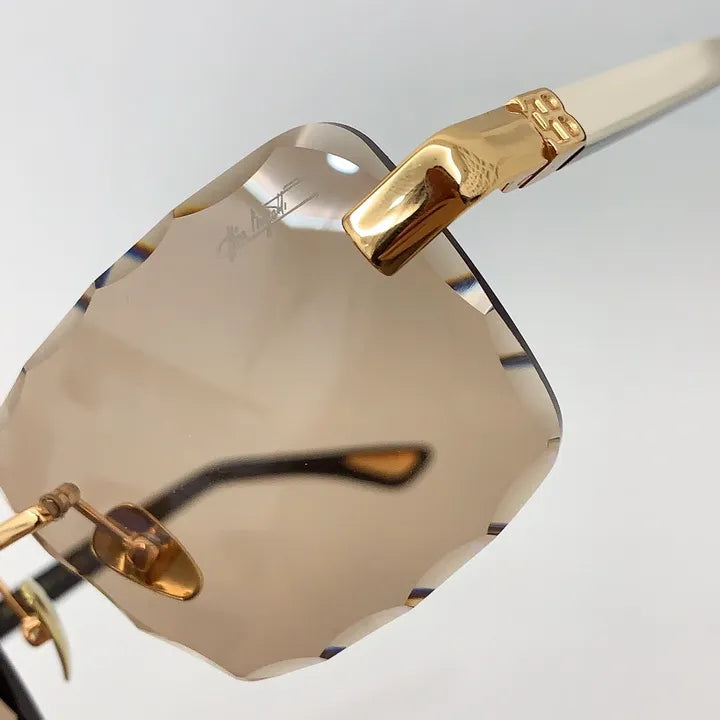Luxury Shield Sunglasses | Gold & Brown