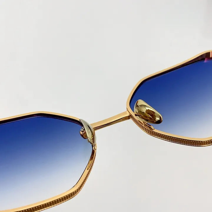 Luxury Octagonal Sunglasses | Gold & Blue
