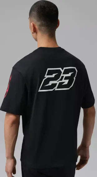 Jordan AJ5 Fire Graphic T-Shirt | Black & Red